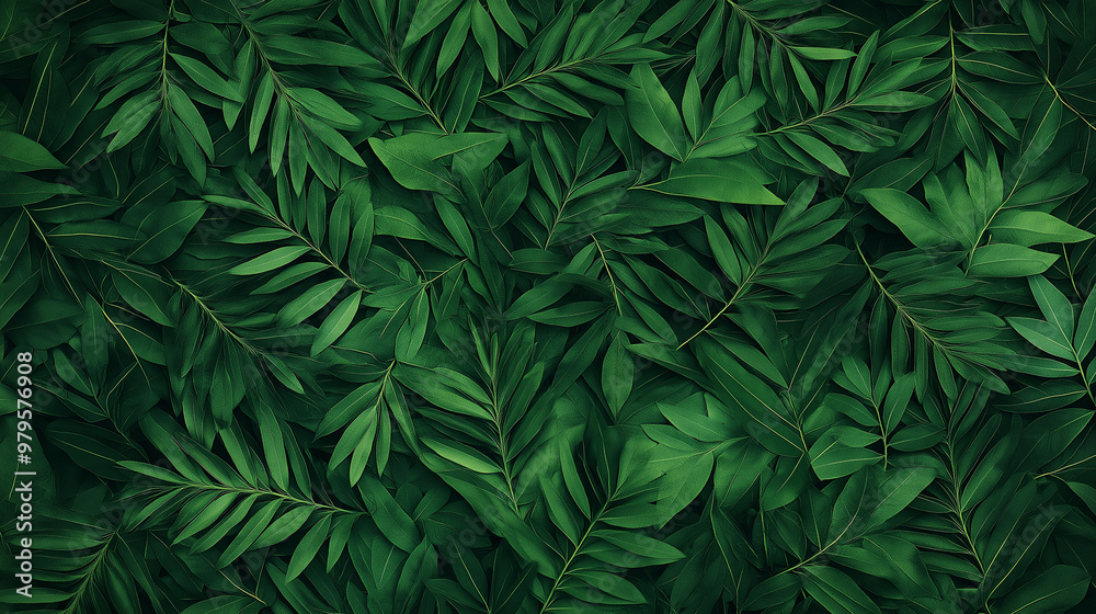 A green leafy background with a large green leaf in the center