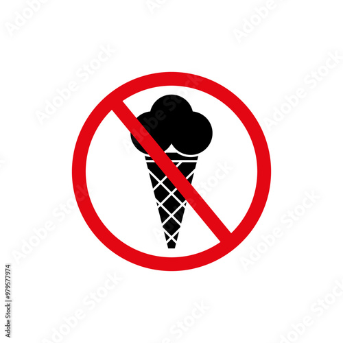 Don't eat ice cream. A simple flat vector illustration on a white background