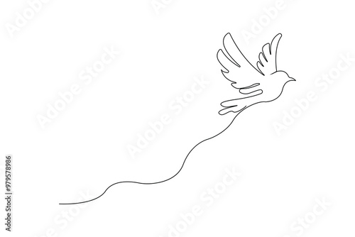 Hand-drawn bird one-line art drawing isolated on white background. Vector illustration.