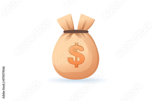 A flat art icon of a money bag with a dollar symbol, representing wealth, financial success, and savings