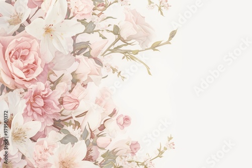 Delicate Floral Border in Soft Pink Tones