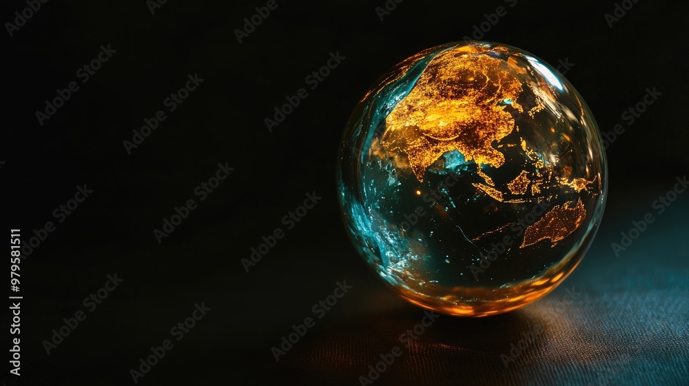 glowing globe, black setting (close up, focus on, copy space) dazzling and lively tones Double exposure silhouette with glowing ball glowing globe, black setting (close up, focus on, copy space) dazzling and lively tones Double exposure silhouette with glowing ball