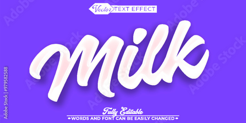 Cartoon Cute Sweet Milk Purple And White Vector Editable Text Effect Template