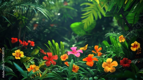 Vibrant Tropical Flower Garden