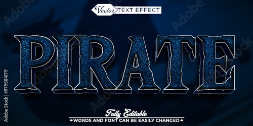 Dark Blue Pirate Vector Editable Text Effect Template
