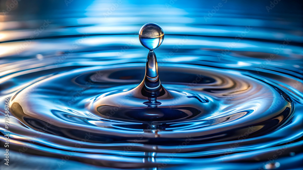 The droplet appears to have fallen into a still body of water, creating a peaceful scene.