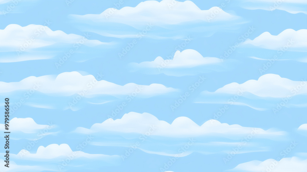 Light Blue Sky Pattern: Seamless pattern of a clear, light blue sky with a few soft