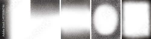 Set of  grainy noisy grain texture frame, black and white monochromatic gradient filter, vintage and retro element in png, comic, old and grunge noise grain overlay, subtle halftone transparent