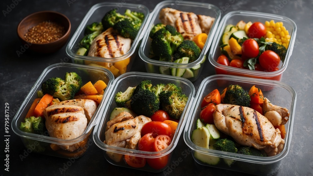 Healthy meal prep with grilled chicken and vegetables Healthy meal prep with grilled chicken and vegetables