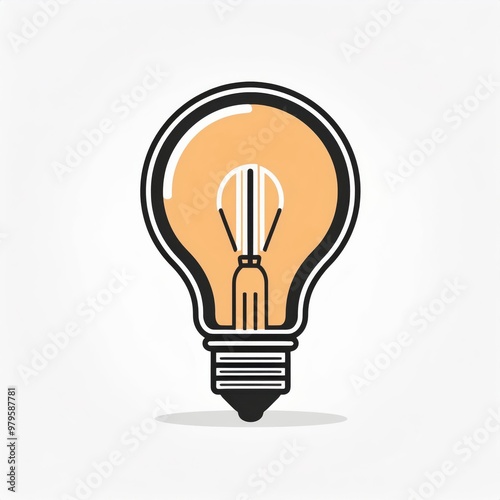 Minimalist Icon of a Classic Lightbulb with Clean Lines and Soft Glow, Representing Creativity, Innovation, and Bright Ideas in a Simple, Modern Design on a White Background. Vector Logo Png