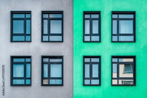 3D animation of a facade of a palazzo before and after reconstruction. Sinistral is the rovinated facade, whereas left is the facade after the renovations by the inhabitants. photo