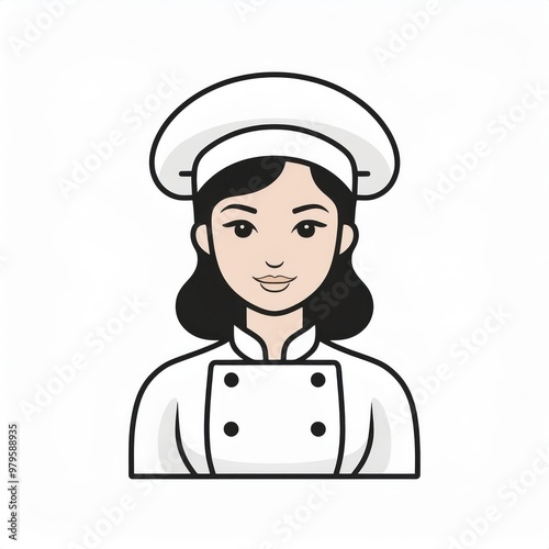 Charming Cartoon Chef Icon with Signature Mustache and Classic White Hat, Wearing a Professional Chef’s Uniform with a Confident Smile - Ideal for Culinary Branding, Menus, or Food Service Designs