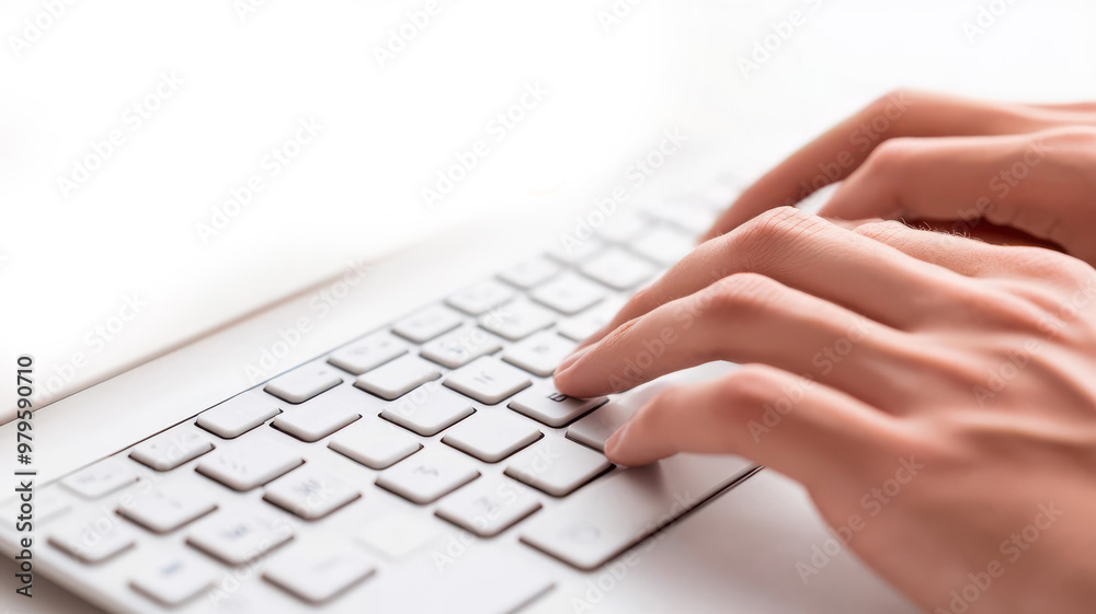 Hands typing on a keyboard with data analytics icons floating above, digital transformation, business intelligence tools Hands typing on a keyboard with data analytics icons floating above, digital transformation, business intelligence tools