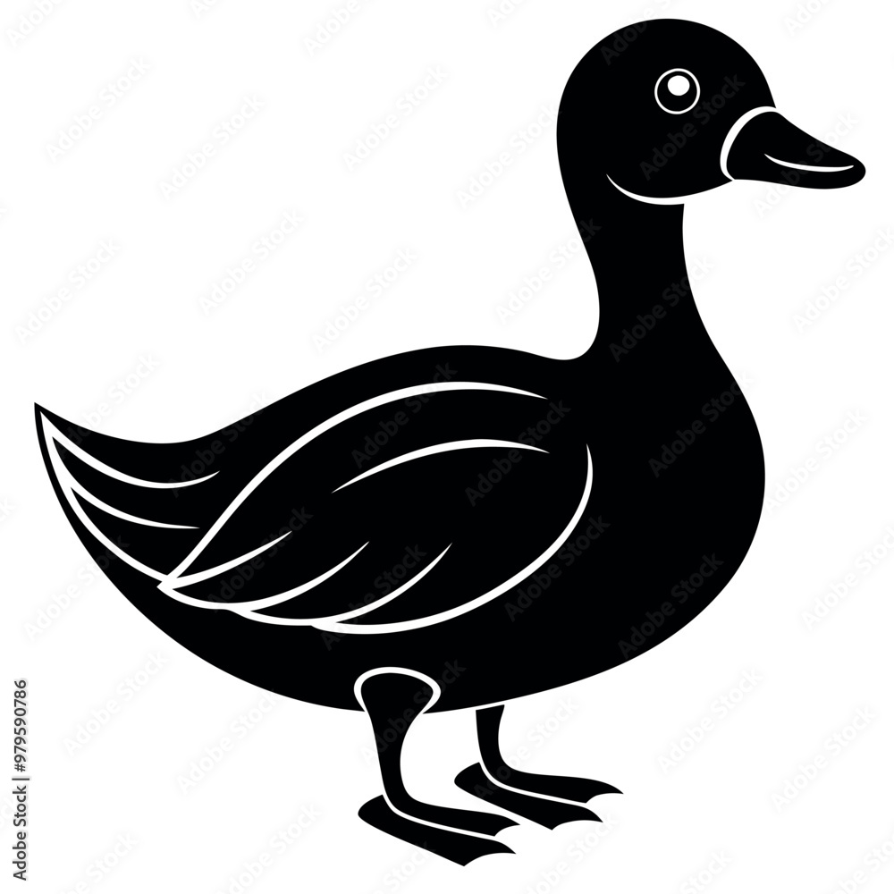 Beautiful duck silhouette vector illustration.
Beautiful duck silhouette vector illustration.