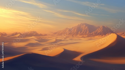 Majestic Desert Landscape at Sunset in Warm Tones