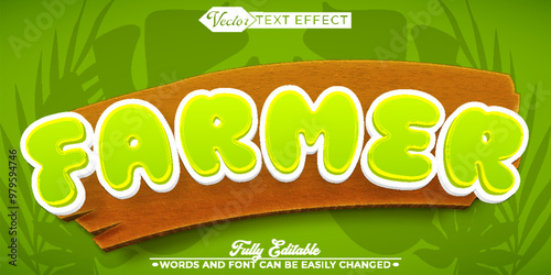 Cartoon Farmer Vector Editable Text Effect Template
