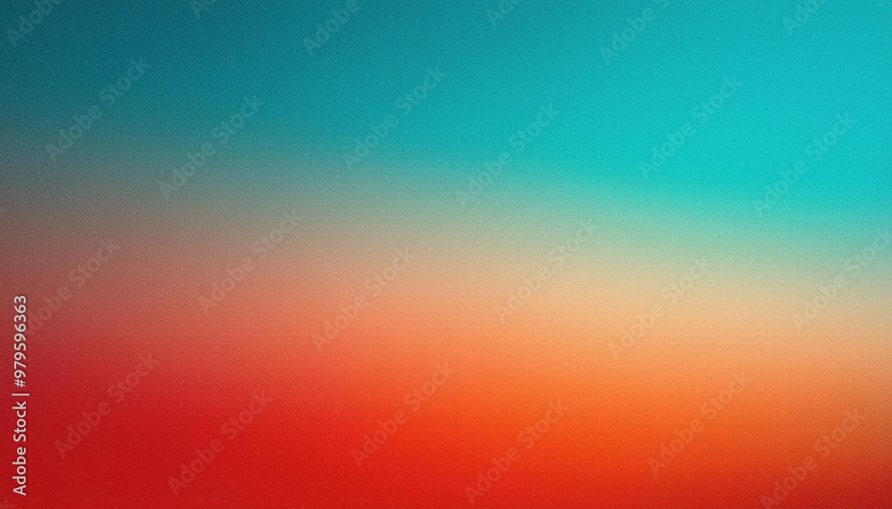 Fototapeta premium Vibrant Horizon. Gradient of Warm Red and Orange Melting Into Cool Blue Skies, Serenity of a Sunset or Sunrise Peaceful Transition Between Day and Night. Noise Backdrop Poster Banner Wallpaper