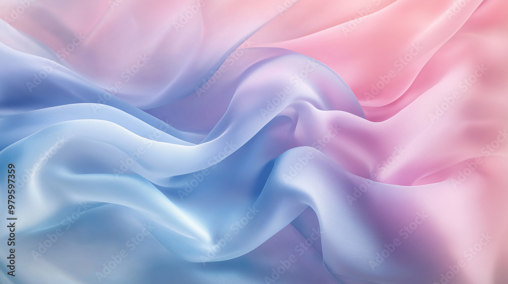 Fototapeta premium Pastel colored fabric flowing in soft waves background