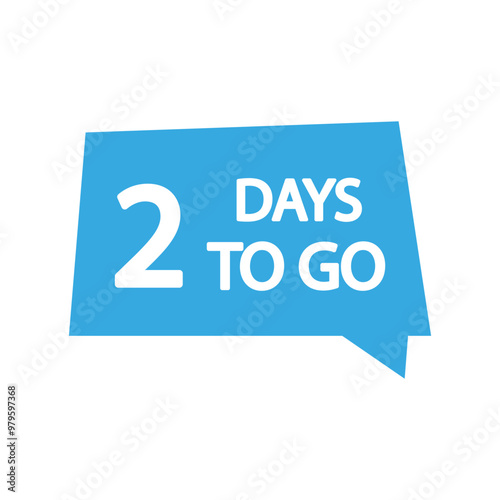 Countdown timer icon. Number two focus. Bold 2 days to go text. Light blue background.