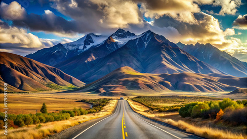 Landscape with road and mountains