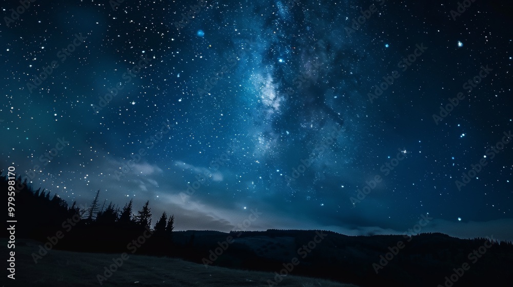 Fototapeta premium lake surrounded by mountains on a starry night