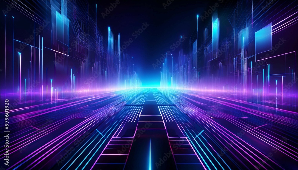 Abstract Cyberpunk Technology Background with Light Trails Abstract Cyberpunk Technology Background with Light Trails