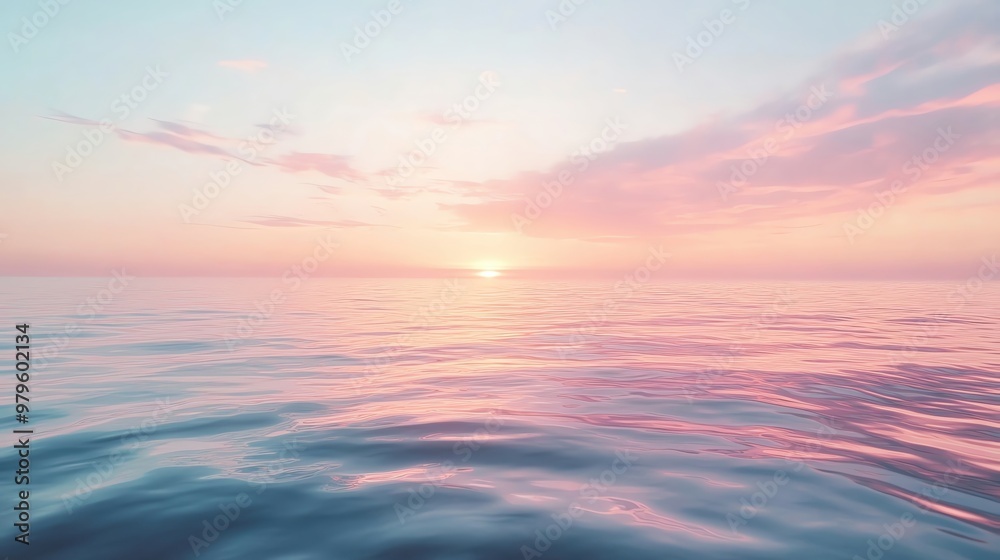 Obraz premium Serene ocean view during sunset, showcasing gentle waves and pastel skies for a tranquil atmosphere.