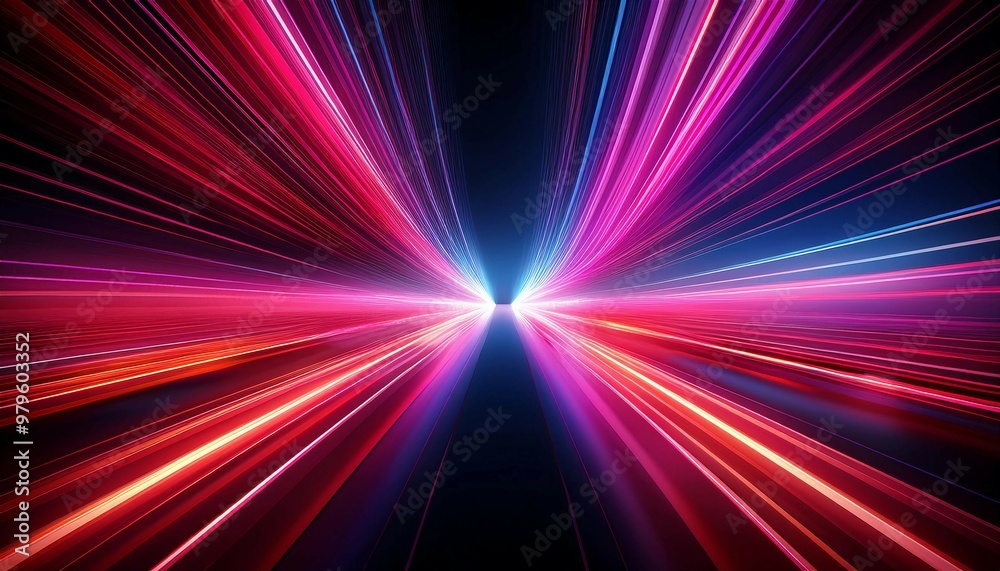 Obraz premium Futuristic Light Speed Trails in Red and Pink Hues
