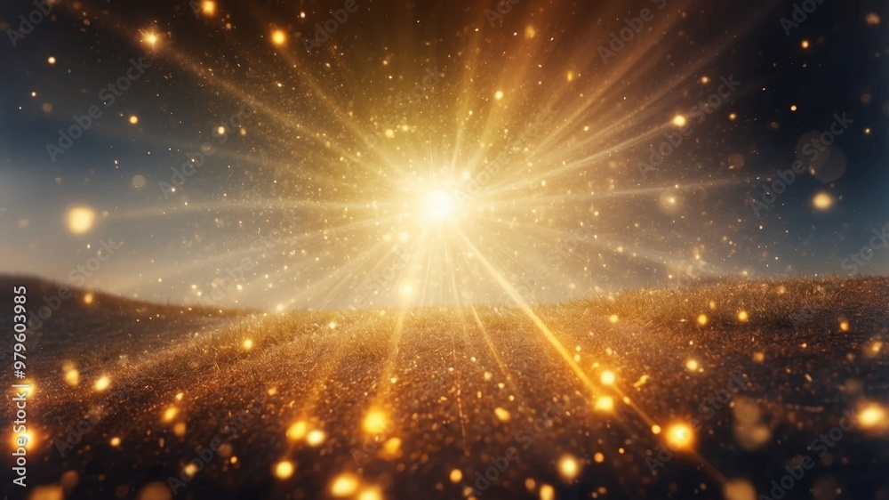 Obraz premium Radiant burst of golden light illuminating scene