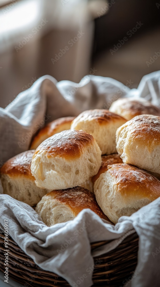 Basket of Assorted Dinner Rolls with Linen Napkin Basket of Assorted Dinner Rolls with Linen Napkin
