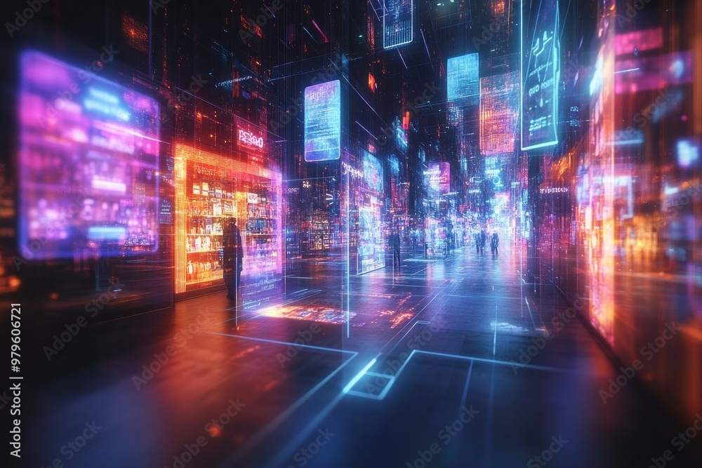 Naklejka premium The Rise of Virtual Stores, E commerce Growth