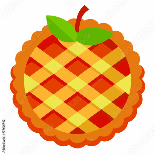 Creative vector design of apple pie on a white background 