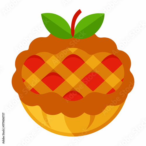 Creative vector design of apple pie on a white background 