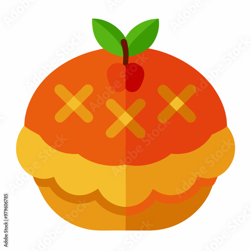 Creative vector design of apple pie on a white background 