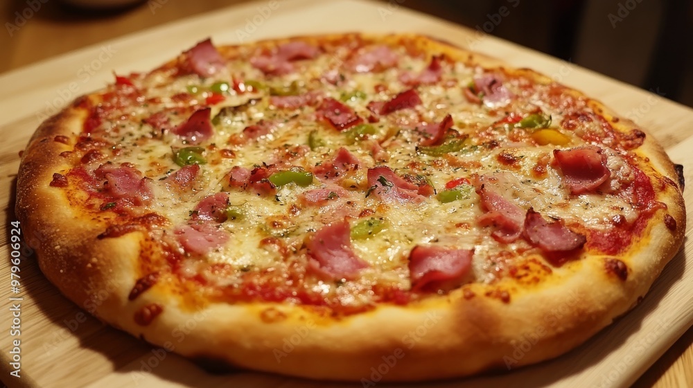 Pizza w/ ham & pepper Pizza w/ ham & pepper