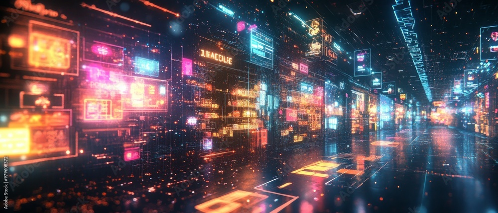 Fototapeta premium The Rise of Virtual Stores, E commerce Growth