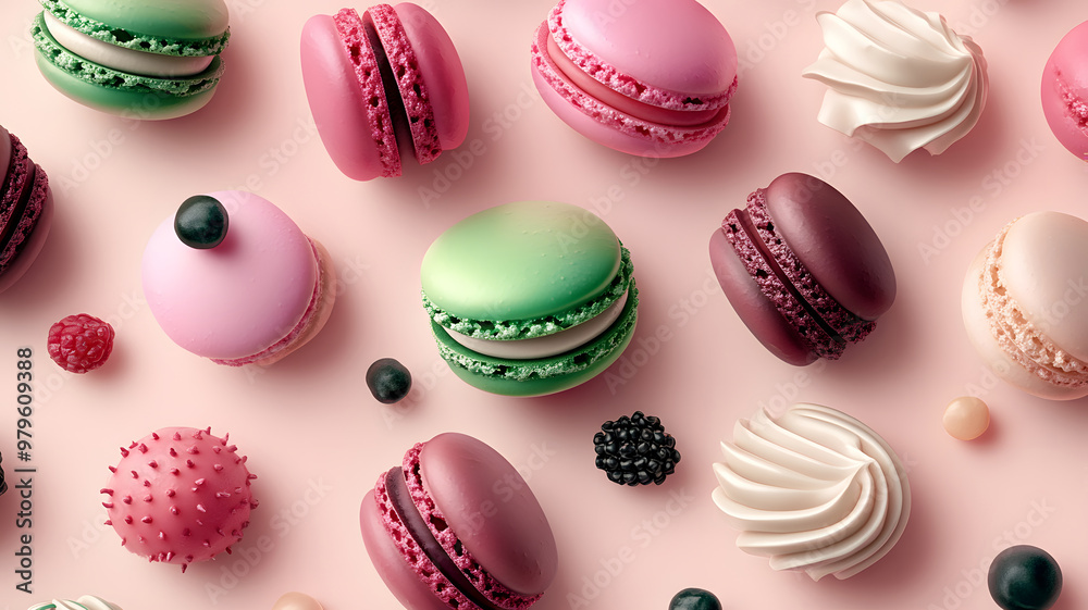 a poster of italian macarons and different toppings, editorial illustrations, a poster of italian macarons and different toppings, editorial illustrations,