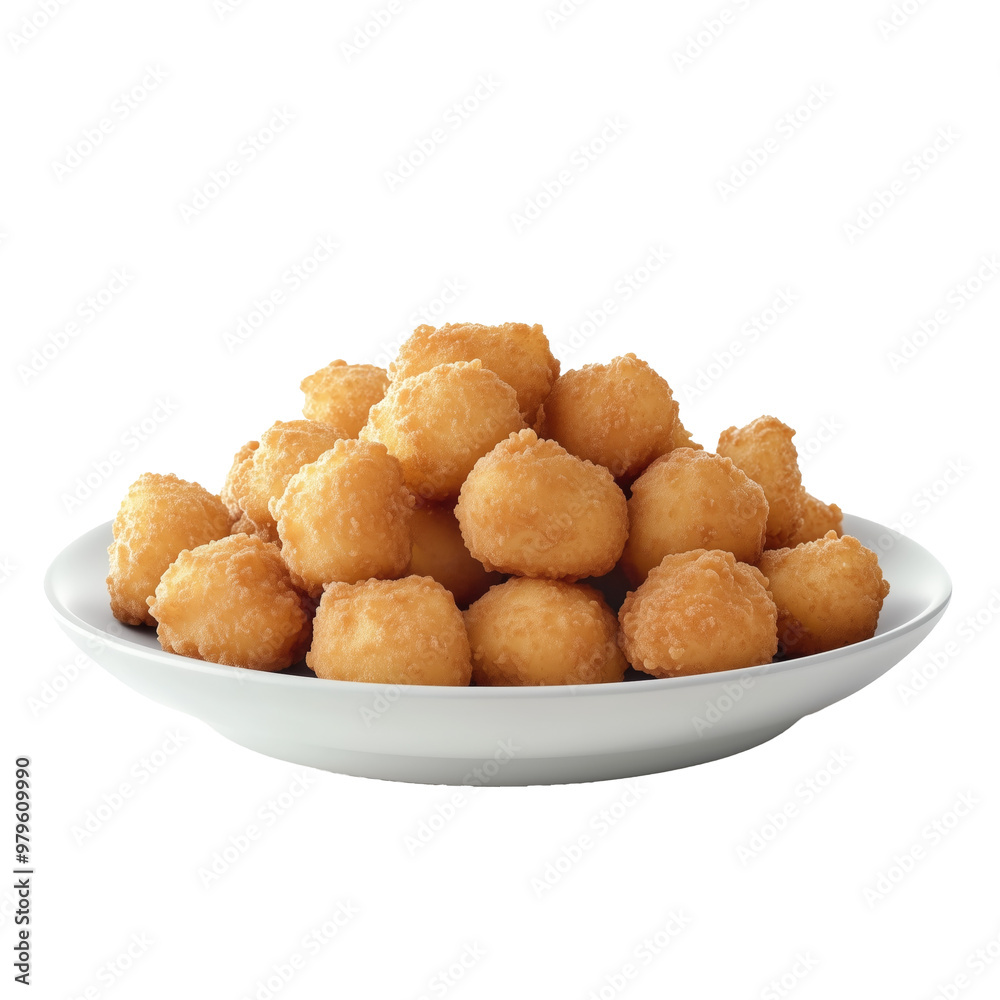 Delightful mound of crispy fried chicken bites on a pristine white background Delightful mound of crispy fried chicken bites on a pristine white background