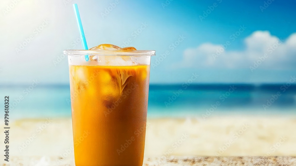 Refreshing Iced Coffee on a Sunny Beach Refreshing Iced Coffee on a Sunny Beach