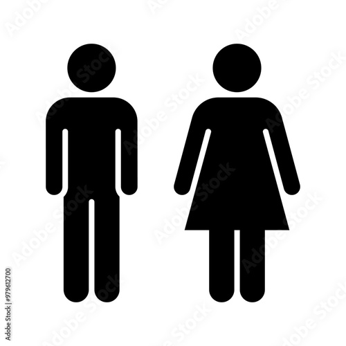 Toilet line icons set. Men and women restroom icon sign right arrow. Disabled wheelchair icon. Vector Illustration