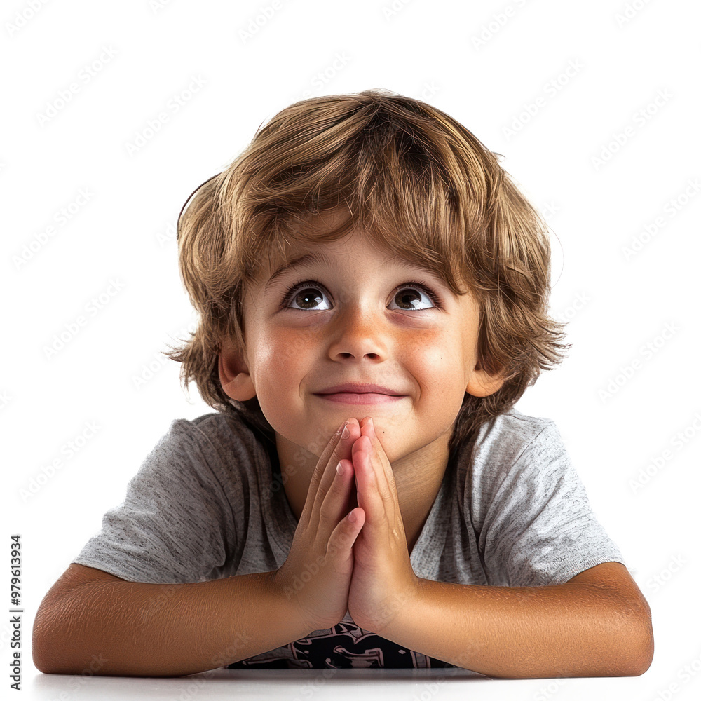 A kid leaning forward slightly, hands clasped together, and a look of eager excitement in their eyes. isolated on transparency background A kid leaning forward slightly, hands clasped together, and a look of eager excitement in their eyes. isolated on transparency background