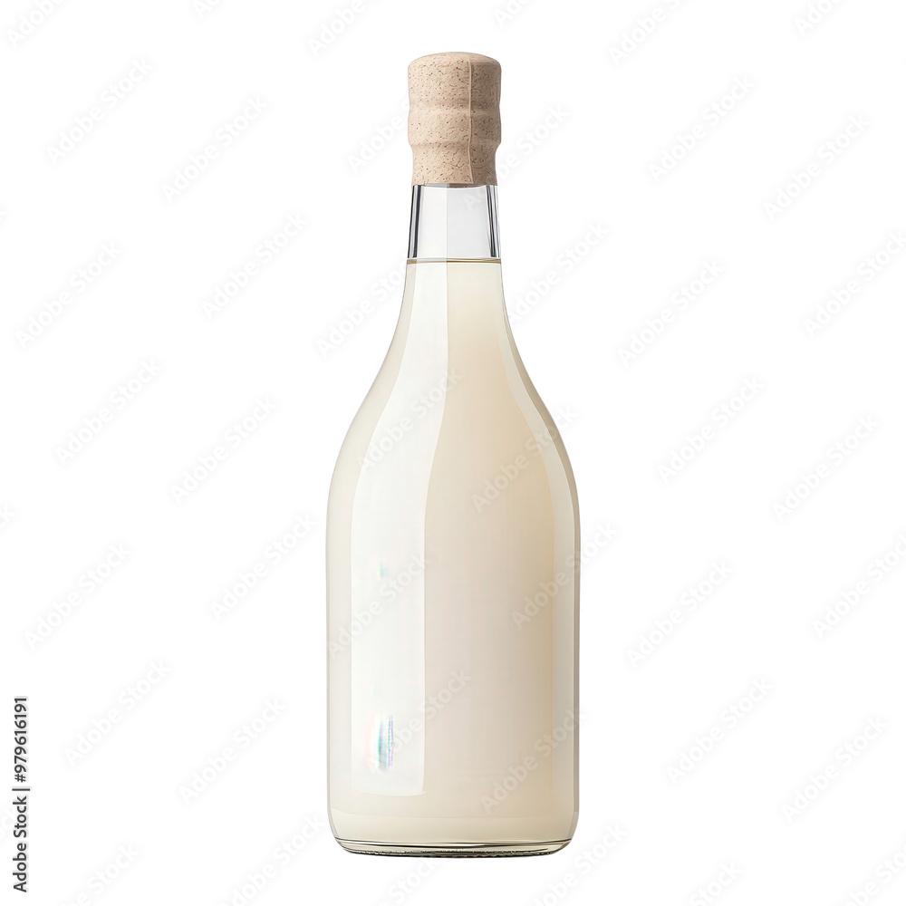 A bottle of milk is sitting on a white background A bottle of milk is sitting on a white background