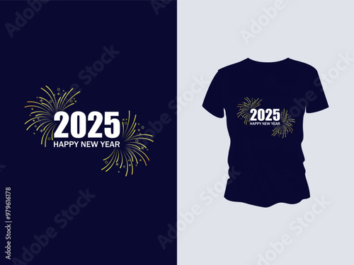 Happy new year vector illustration for t shirt design template. Holiday Stickers, New Year quotes, Cut File Cricut, Silhouette, new year hand lettering typography vector