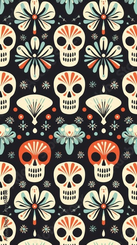 Wallpaper Mural Skull pattern backgrounds art. Torontodigital.ca