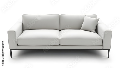 A sleek, modern sectional sofa with a minimalist design, isolated on a white background. 