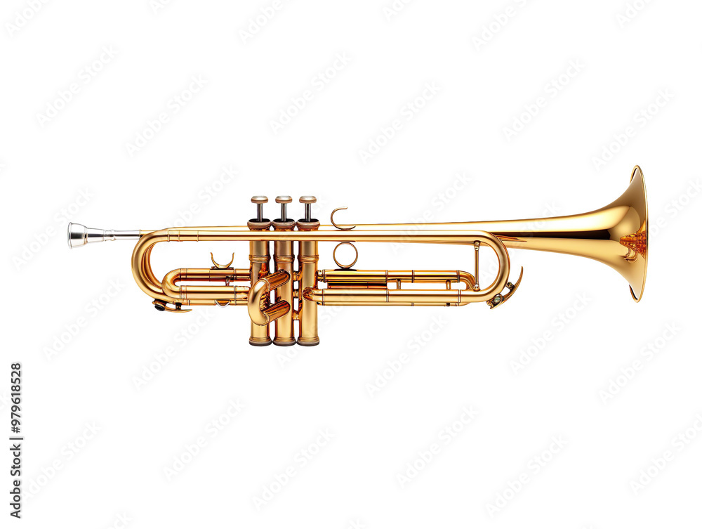Obraz premium golden trumpet isolated on transparent background