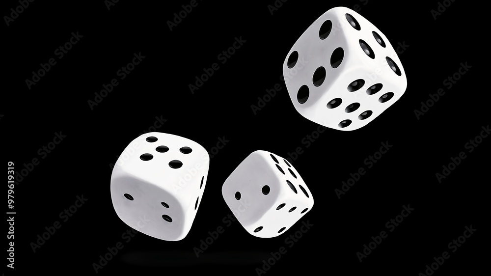 White dice suspended in air with motion blur White dice suspended in air with motion blur