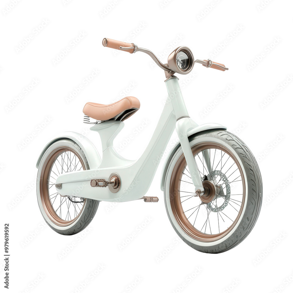 A white bike with a pink seat and a gold handlebar A white bike with a pink seat and a gold handlebar