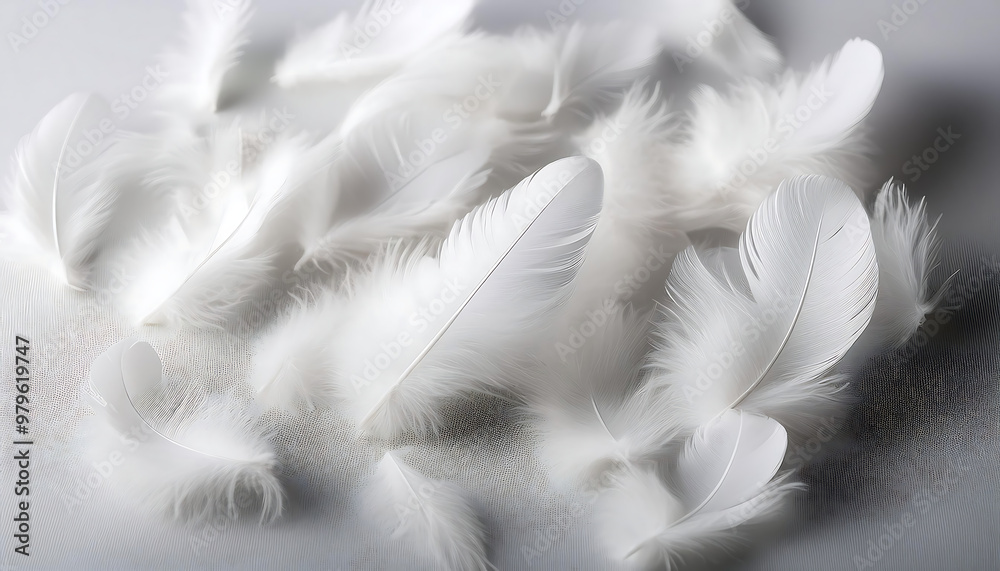 Fototapeta premium soft white feathers scattered light surface evoking calm serenity