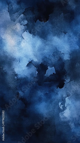 Abstract watercolor background in deep blue tones, perfect for artistic designs and creative projects.